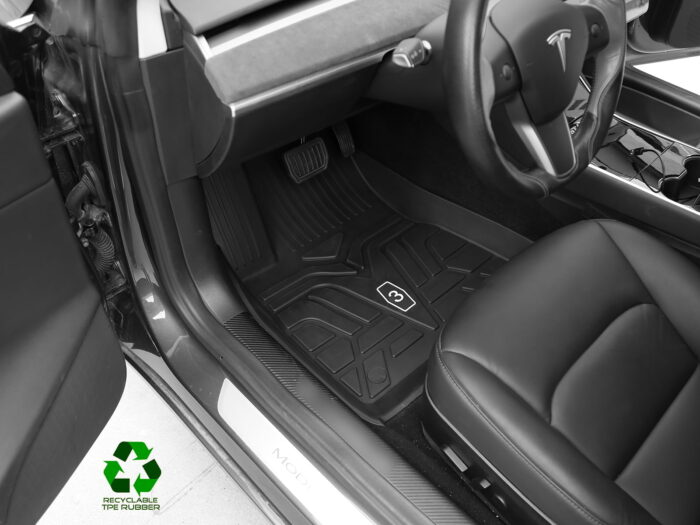 Tesla Model 3: All-Weather Interior Floor Mats (Premium Recyclable Rubber) - Left Hand Drive - Image 6