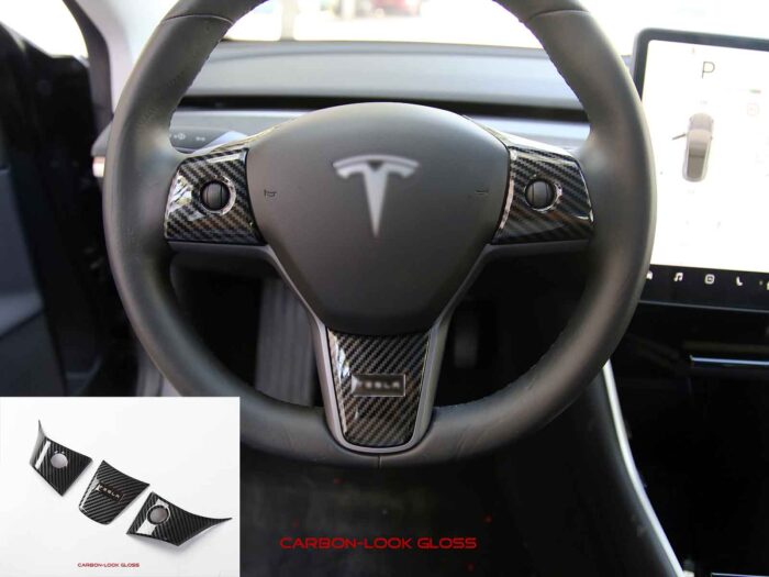 Tesla Model 3 and Model Y: Steering Wheel Decal Trim Set (3 pcs) - Image 2