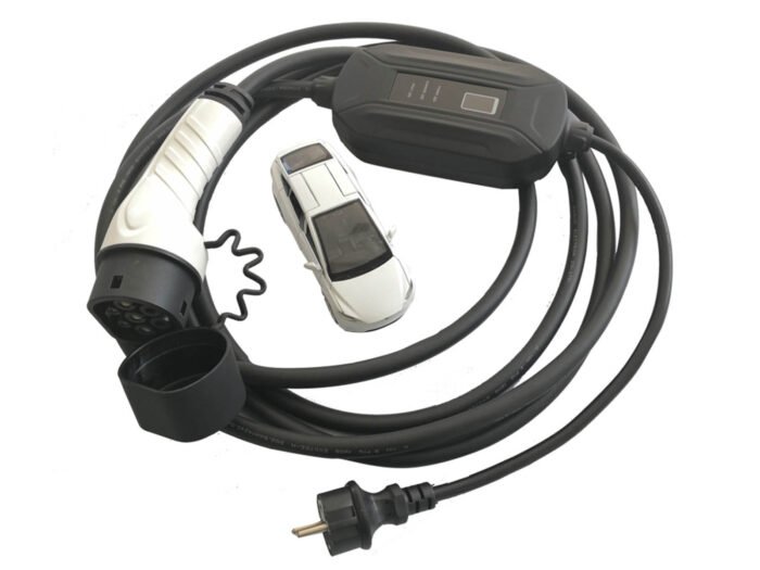 Schuko to Type 2 Portable EV charger_16A_Single phase_Schuko plug to Type 2 male plug to car_5m_Fisher
