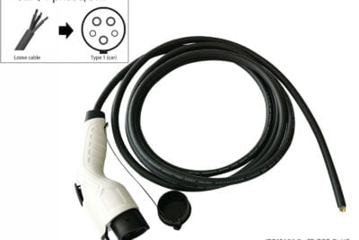 Loose Cable to Type 1 EV charging cable_32A_single phase_3x6 mm2 + 2x0,5 mm2 loose cable to Type 1 male plug to car_5m_Fisher