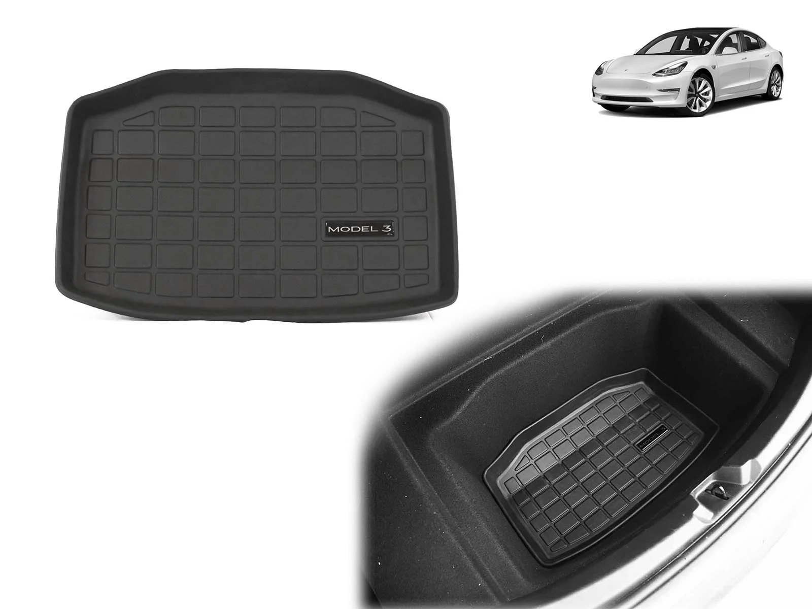 Tesla Model 3: Trunk Lower Compartment Mat (Premium Recyclable Rubber) -  Plugear