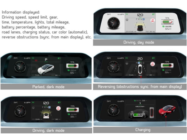 Tesla Model 3_Dashboard Upgrade Module with Instrument Display