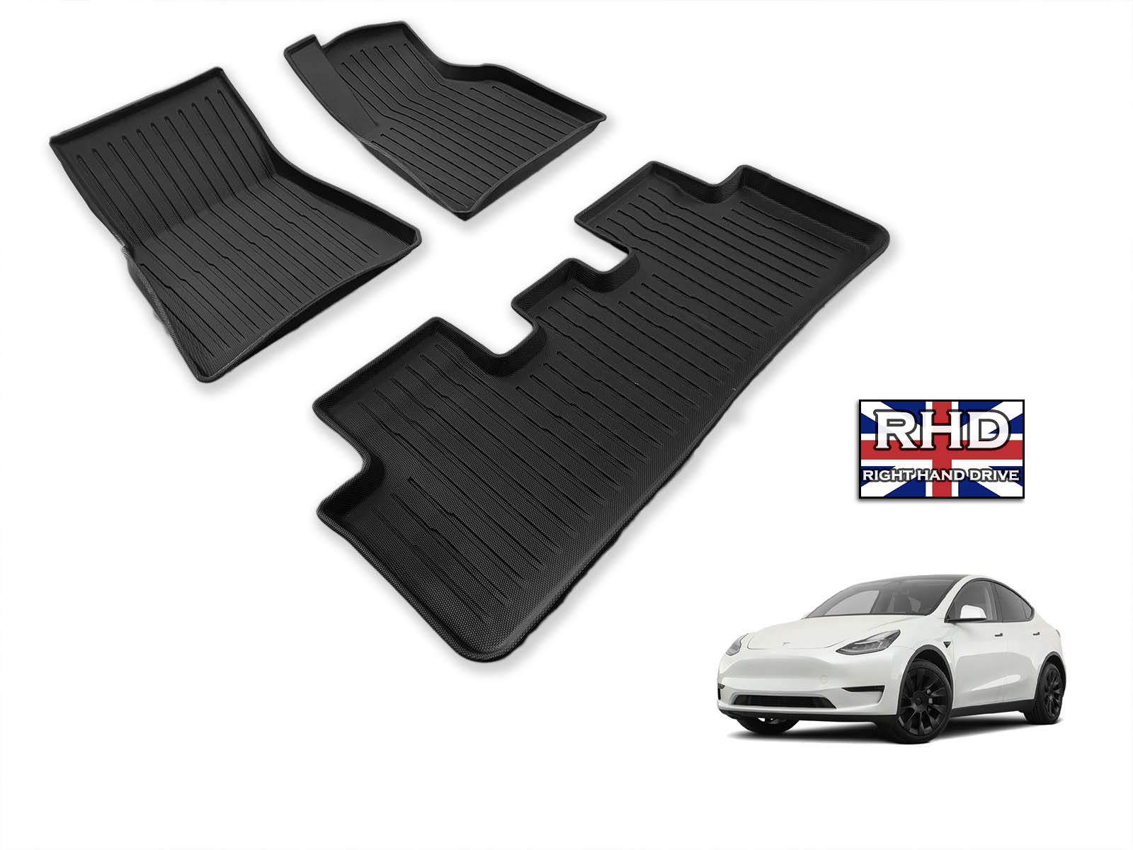 Tesla Model Y : Tapis de sol intérieur toutes saisons (caoutchouc  recyclable de qualité supérieure), version RHD (UK) - Plugear