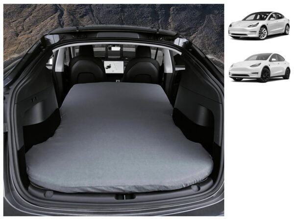 Tesla Model 3 and Model Y: Twin Size Camping Mattress Set (Memory Foam, Storage Bag & Sheet Included, Portable, Foldable, Space-saving, in Car Sleeping)