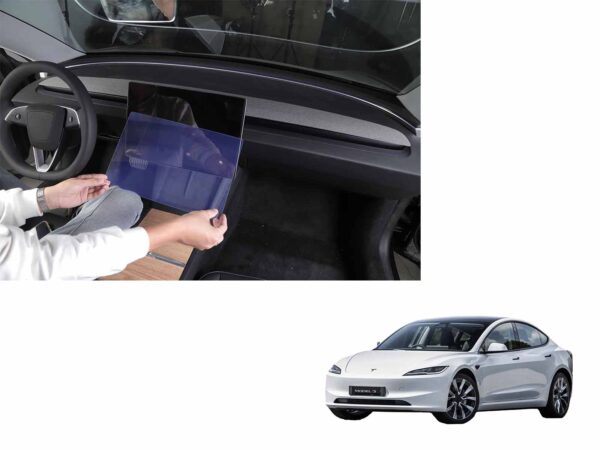 Tesla Model 3 (2024 Highland): Screen Protector Set (9H Tempered Glass, F+R 2 pcs) - Glossy Clear