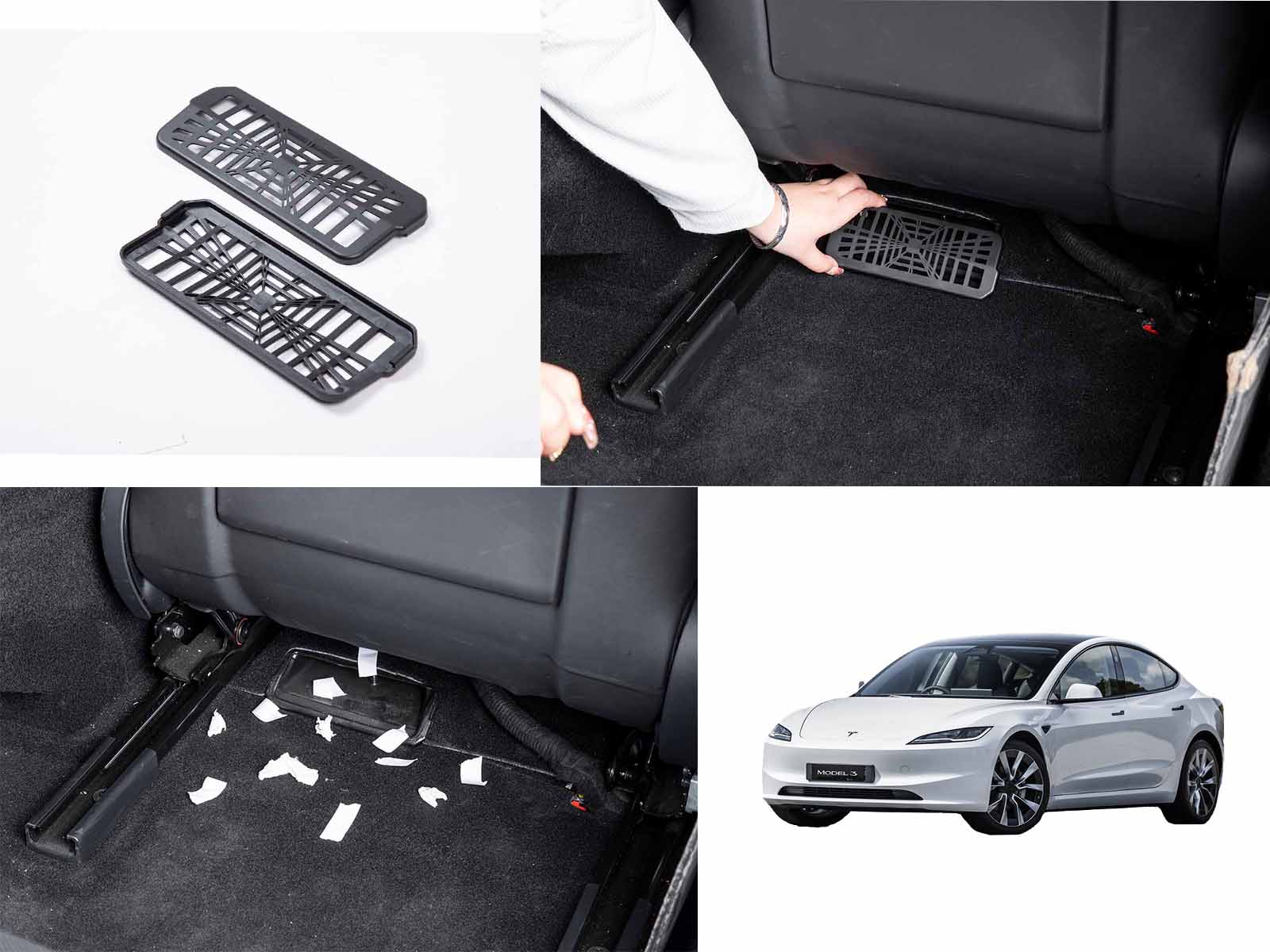 mh362_Tesla Model 3 (2024 Highland)_Under-seat Air Outlet Grille, Air Vent Protector (set of 2) Tesla Model 3 (2024 Highland): Under-seat Air Outlet Grille, Air Vent Protector (set of 2)