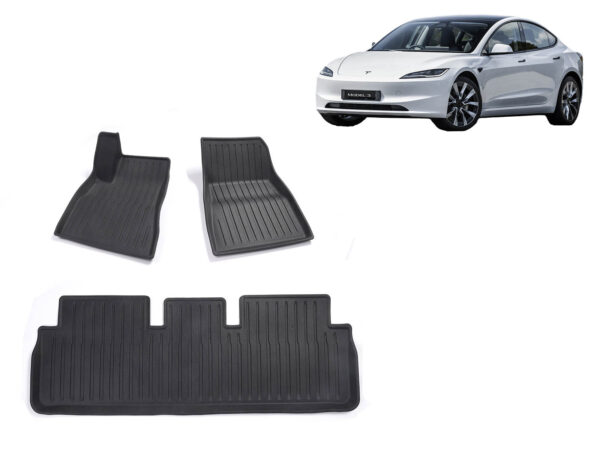 Tesla Model 3 (2024 Highland): All Weather Interior Floor Mats (Left-hand-drive, Premium Recyclable Rubber)
