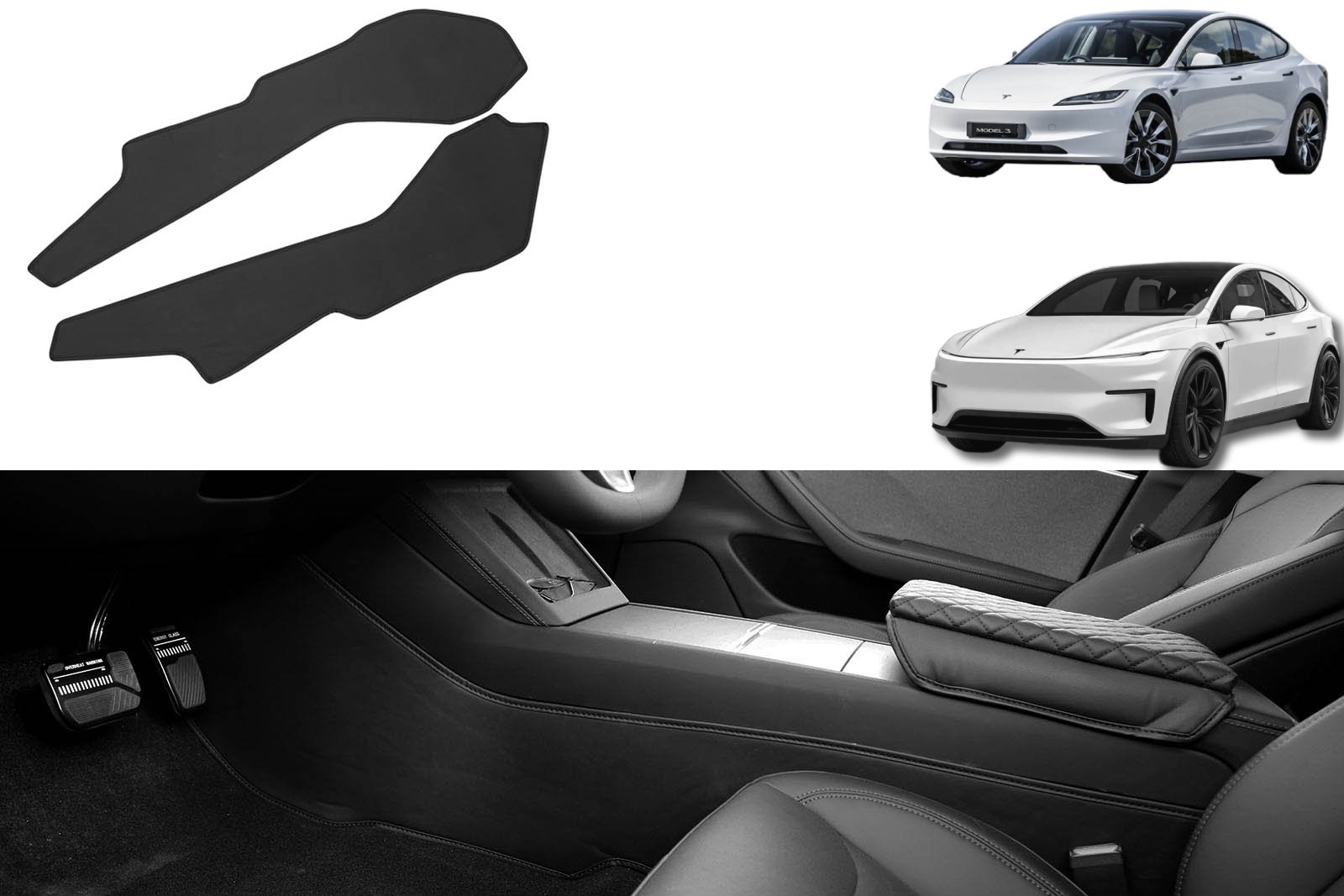 mh355_Tesla Model 3 (2024 Highland)_Anti-kick Protection Mat for Center Console Tesla Model 3 (2024 Highland)/ Tesla Model Y 2025_Juniper: Anti-kick Protection Mat for Center Console - Image 1