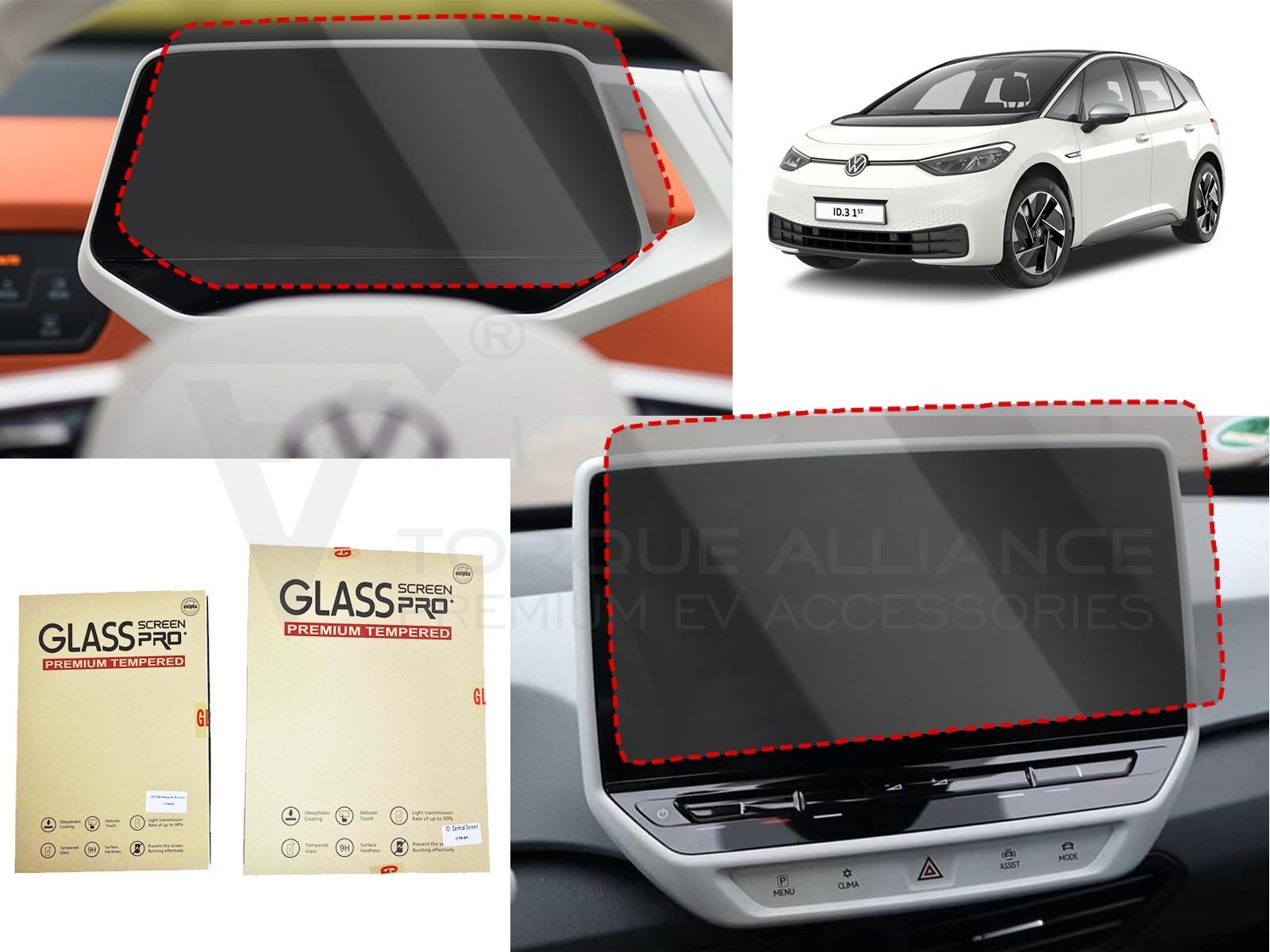 VW ID.3, ID.4 & ID.5 9H Screen Protector Set – 10/12 Inch
